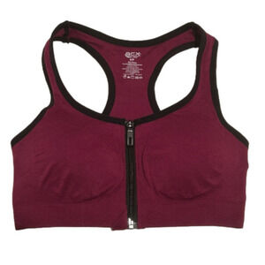 ACX Burgundy Sports Bra with front zipper closure Small